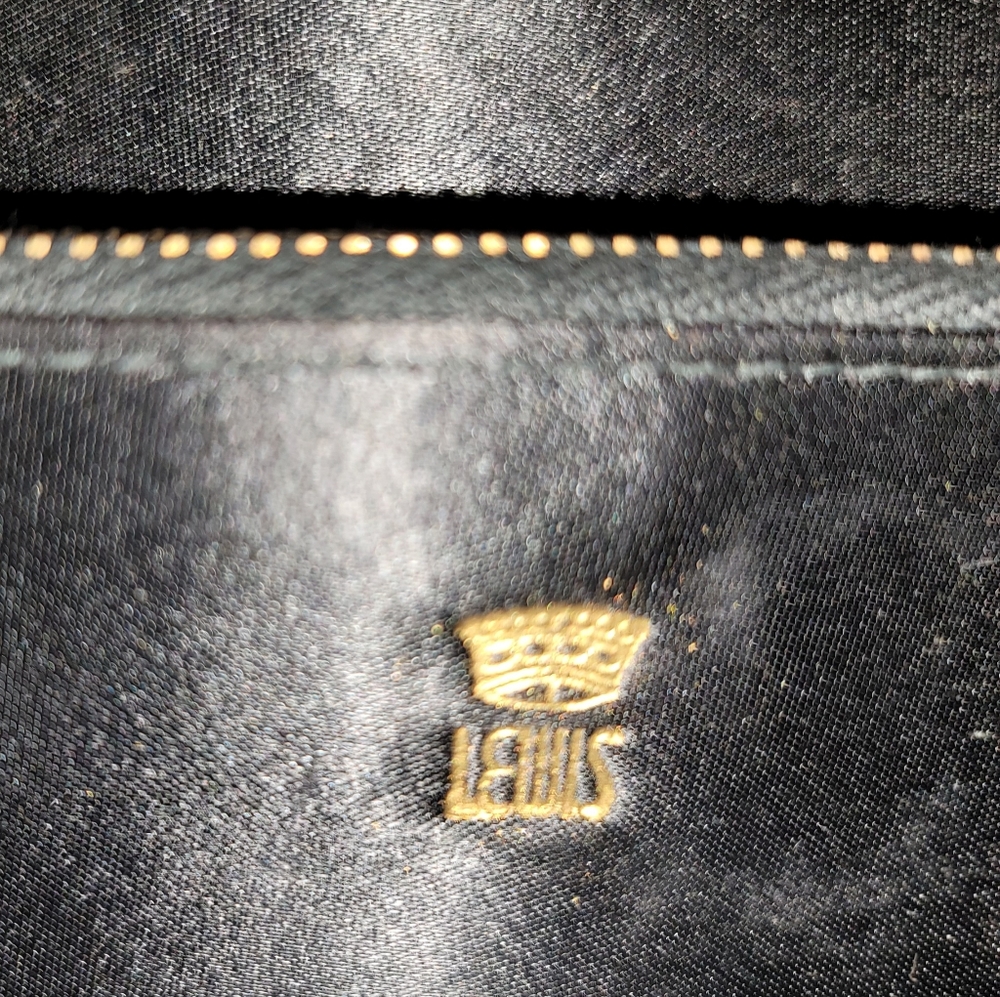 Vintage Crown Lewis Purse 1960's Velour Velvet Earth Tones Vinyl Handles Brass - Picture 8 of 10